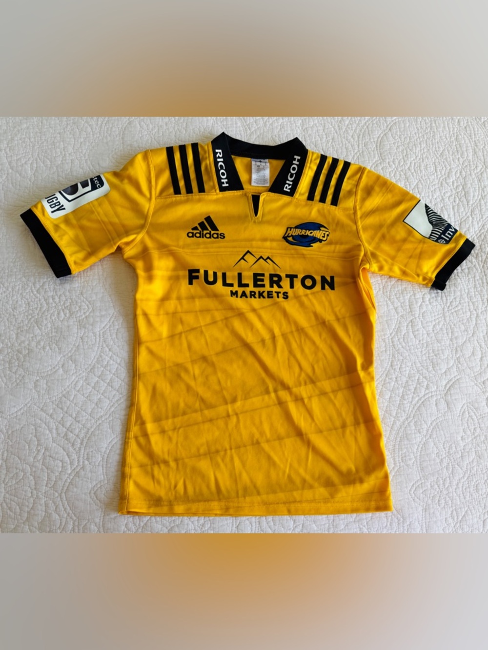Wellington Hurricanes Men’s Rugby Shirt Jersey 2017 Adidas size M Yellow Black